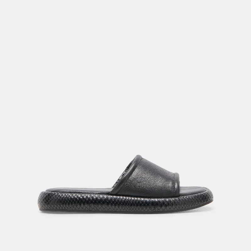 Stylish Savings AISHA SANDALS BLACK LEATHER