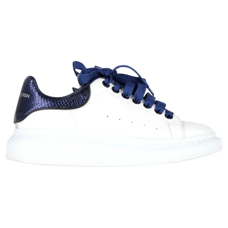 Alexander McQueen Oversized Sneakers in White and Blue Leather