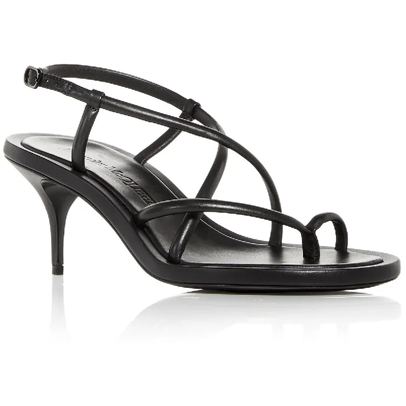 Alexander McQueen Womens Leather Kitten Heel Strappy Sandals