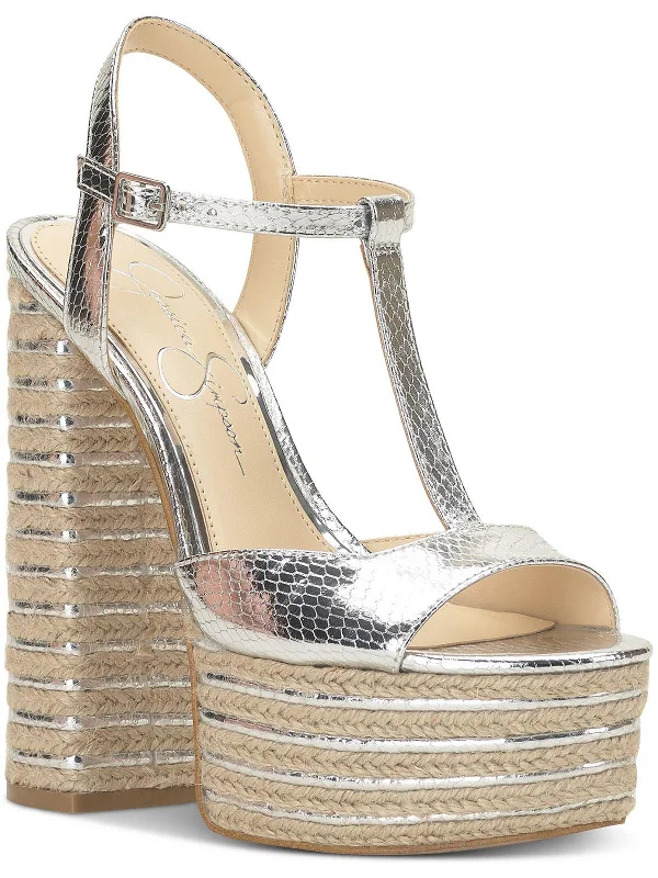 Limited Time Deal Ameeka Womens Faux Leather Snake Print Platform Sandals
