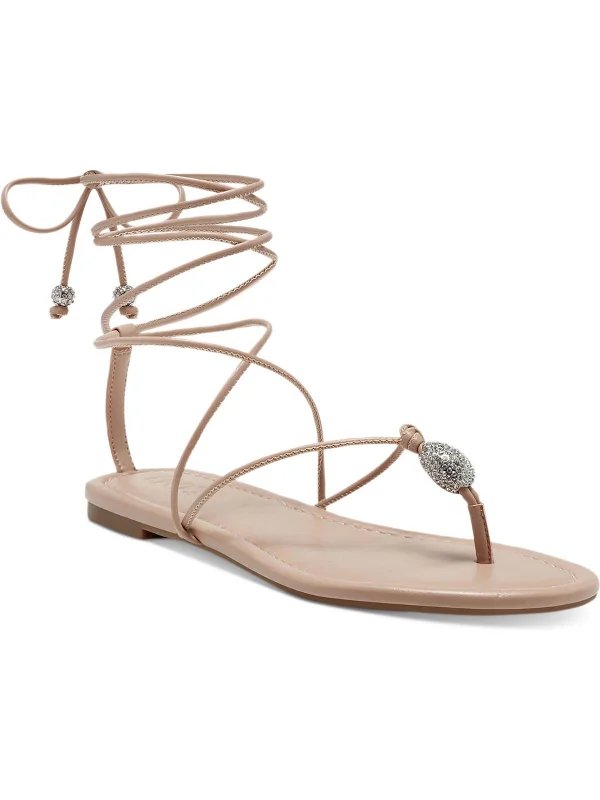 Stupidly Low Prices Amille Womens Faux Leather Ankle Tie Strappy Sandals