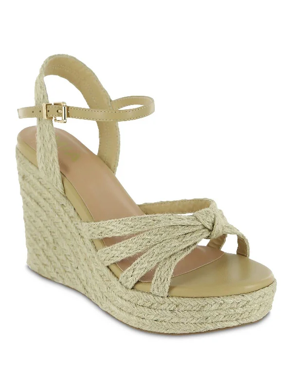 Ashlee Womens Strappy Knot-Front Wedge Sandals