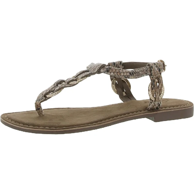 Azura Womens Snake Prinke Ankle Strap Thong Sandals