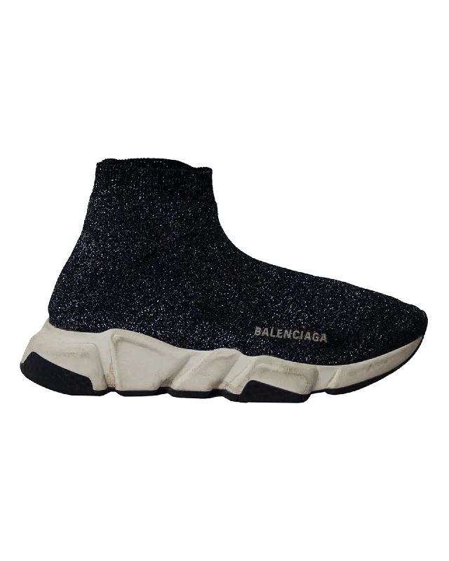 Balenciaga Glitter Speed Trainers in Black Viscose