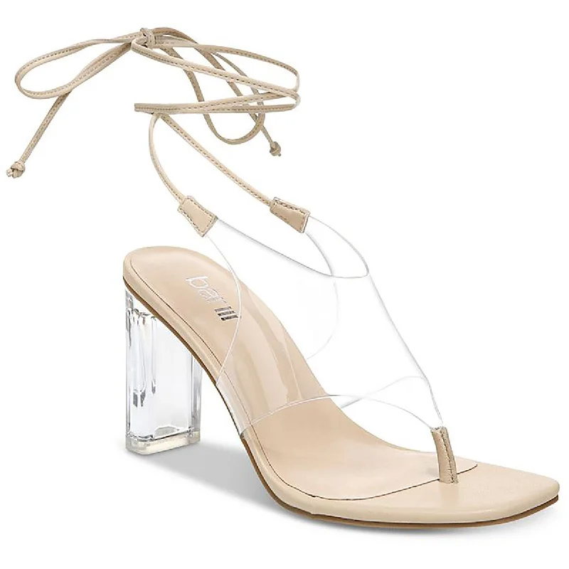 Women's Flexible Sole Shoes Bar III Womens Bimini Vinyl Lucite Heel Lace-Up Heels
