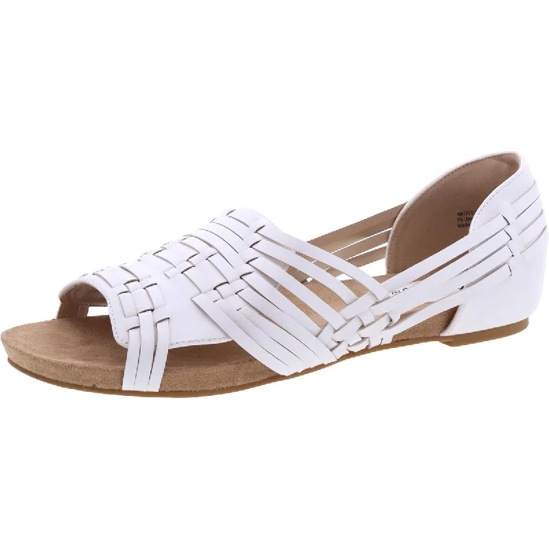 Bellini Womens Native Faux Leather Peep-Toe Huarache Sandals