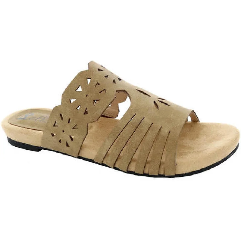 Bellini Womens Nikole Faux Leather Cut-Out Flat Sandals