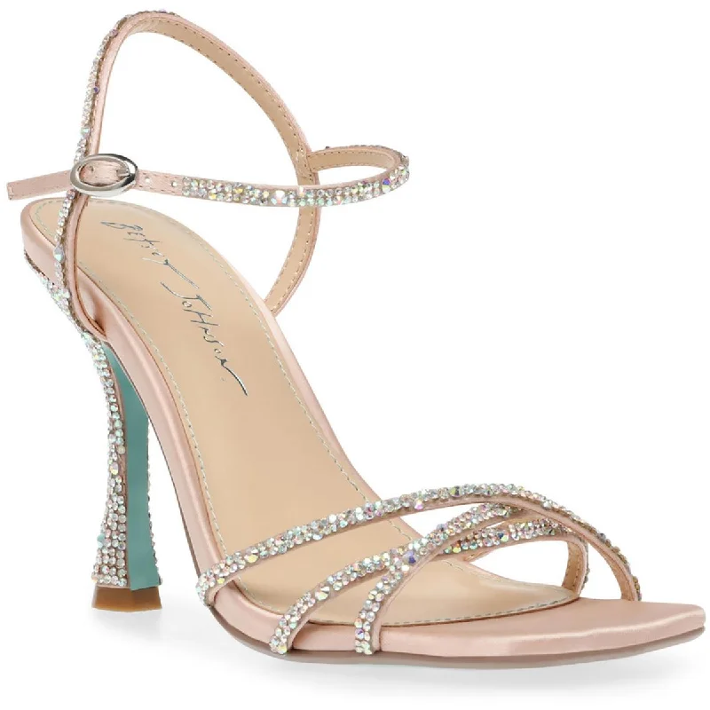 Style Revolution Betsey Johnson Womens Piprr Jeweled Metallic Ankle Strap