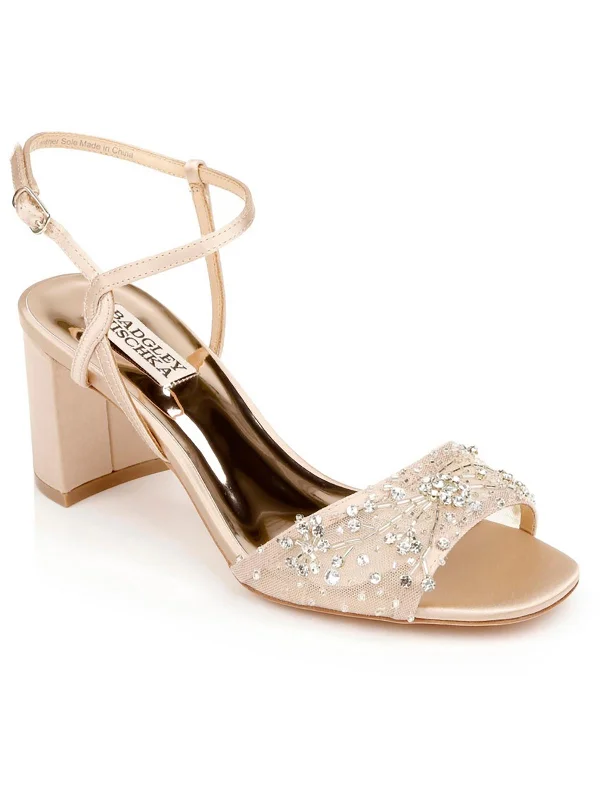 Blaine Womens Satin Jeweled Heels