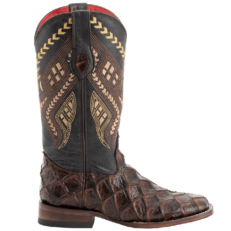 Chic And Edgy Bronco Pirarucu Square Toe Cowboy Boots