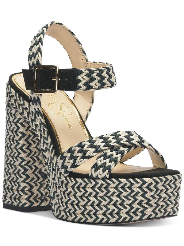 Brycen Womens Woven Ankle Strap Platform Sandals