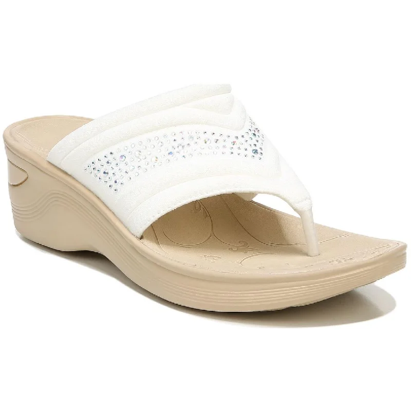 New Arrival Discount Bzees Womens Dazzle Me Embellished Wedge Thong Sandals