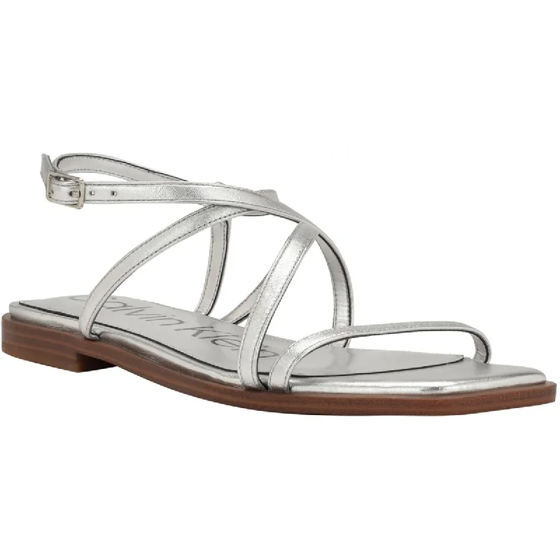 Calvin Klein Womens Millia2 Leather Ankle Strap