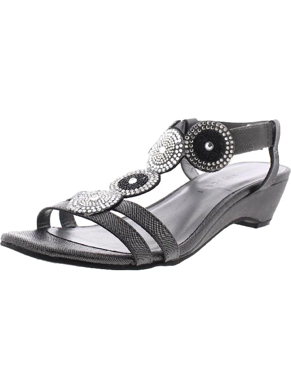 Catrinaa Womens Embellished Open Toe T-Strap Sandals