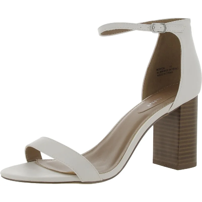 Charles Albert Womens Monica Faux Leather Ankle Strap Heels