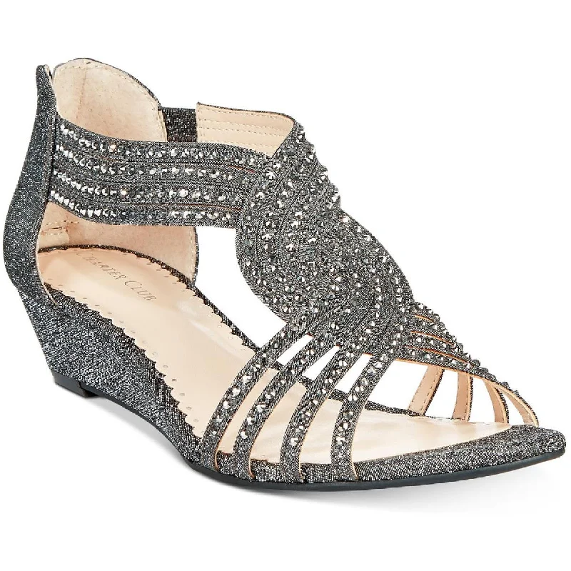 Casual Chic Deals Charter Club Womens Ginifur 2 Faux Leather Wedge Sandals