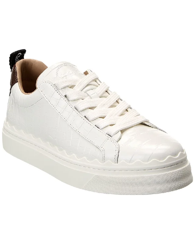 Chloé Lauren Croc-Embossed Leather Sneaker