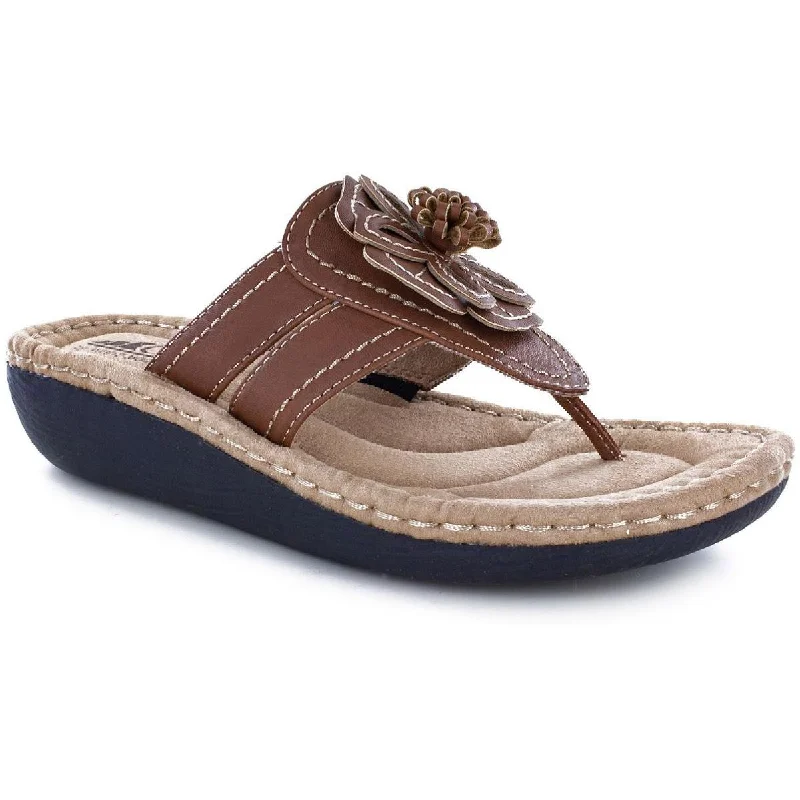 Cliffs by White Mountain Womens Carnation Faux Leather Slide On Thong Sandals