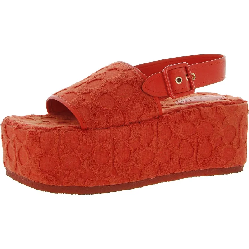 Flexible Sole Shoes Sale Coach Womens Noelle Leather Terry Cloth Platform Sandals