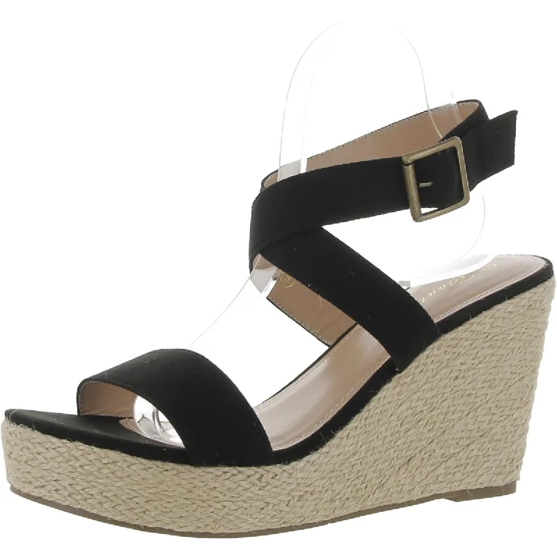 Coutgo Womens Platform Open Toe Espadrilles