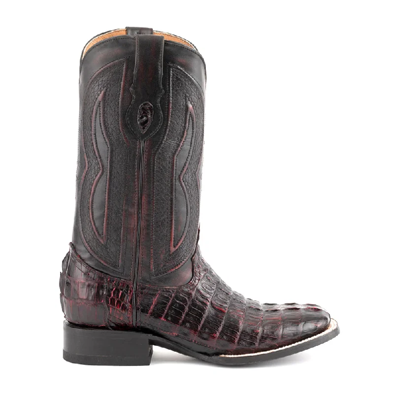 Non-Slip Shoes Dakota Caiman Crocodile Square Toe Cowboy Boots
