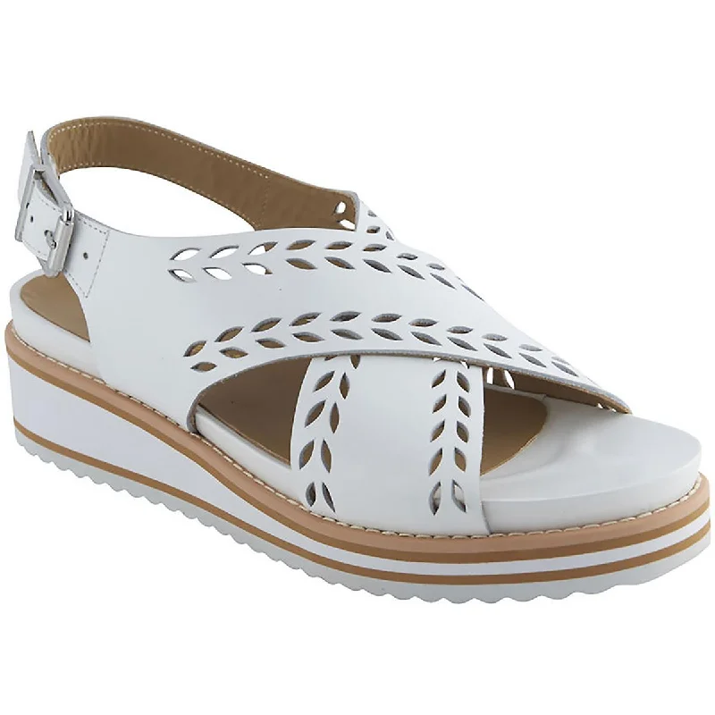 David Tate Womens Fiji Leather Peep-Toe Slingback Sandals