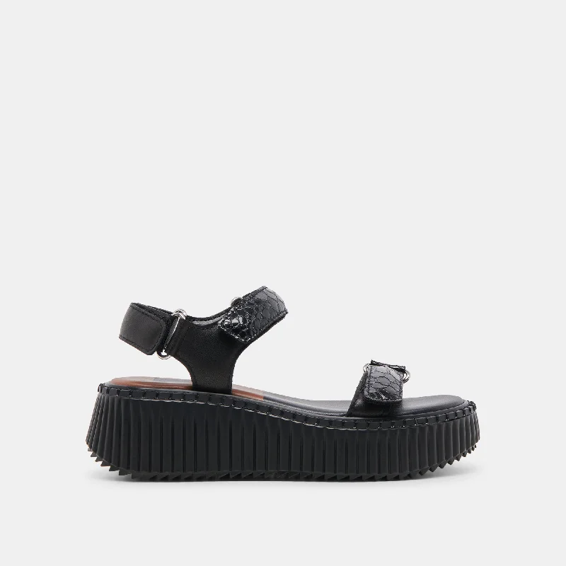 Avant-Garde Style Promotions DEBRA SANDALS MIDNIGHT EMBOSSED LEATHER