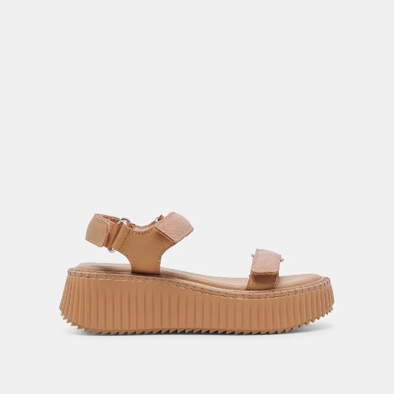 Bold Fashion Sales DEBRA SANDALS TOFFEE EMBOSSED LEATHER
