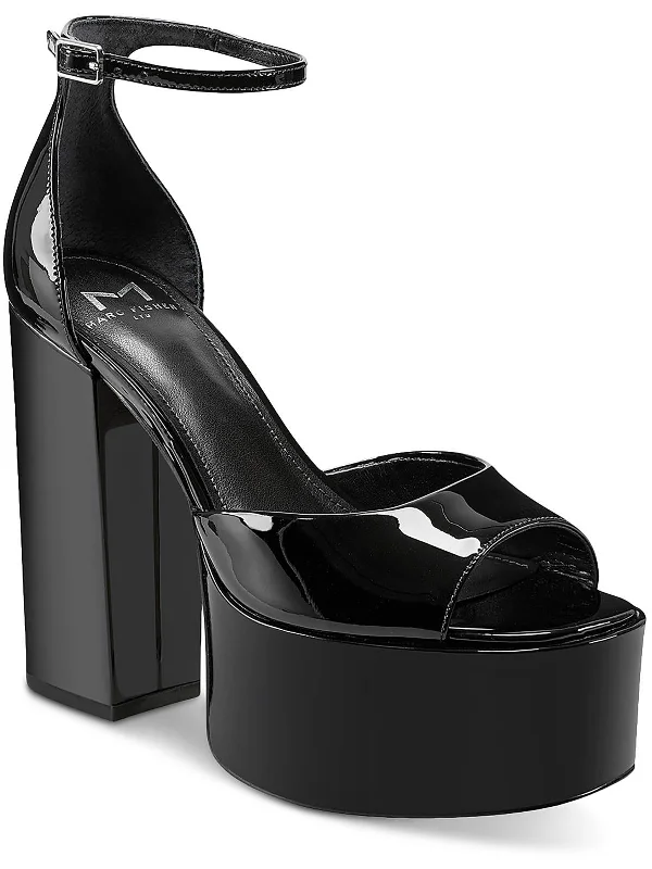 Contemporary Chic Promotions Della Womens Patent Leather Peep-Toe Platform Sandals