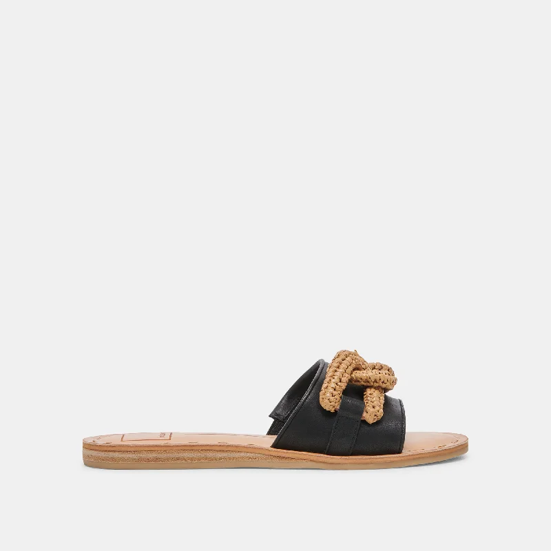 Ultra-Soft Flats Deal DESA SANDALS BLACK LEATHER