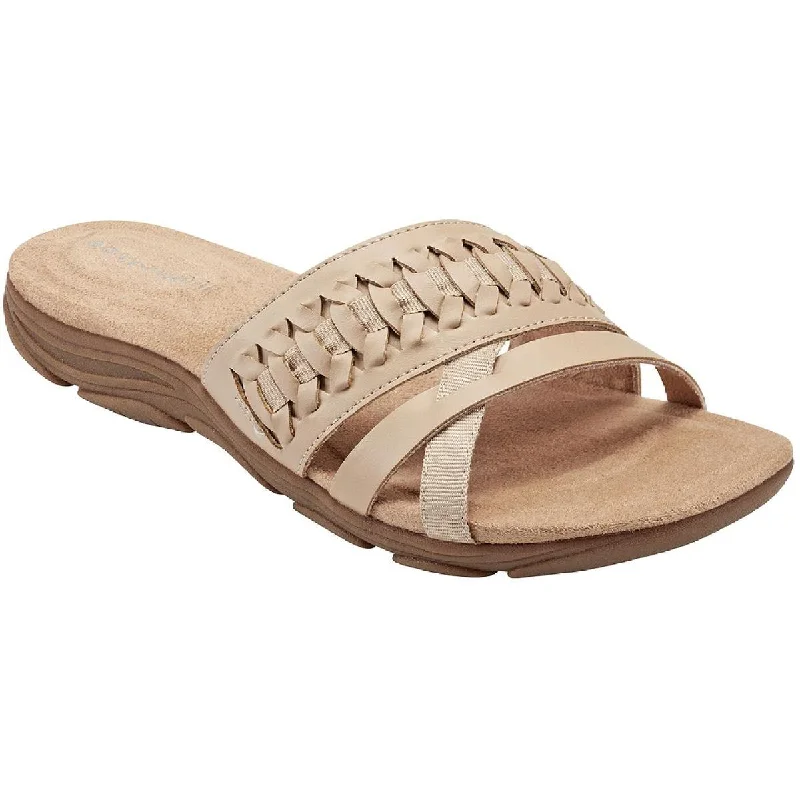 Trendy Fashion Sale Easy Spirit Womens Linley 3 Faux Leather Flat Slide Sandals