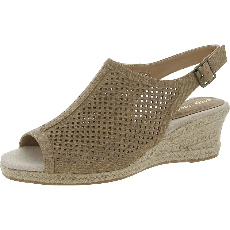 Top Brand Discounts Easy Street Womens Stacy Faux Leather Peep-Toe Wedge Sandals