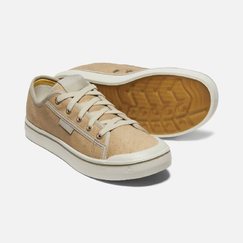 Elsa Harvest Leather Sneaker In Beige/silver Birch