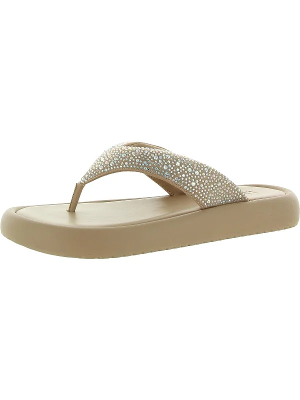 Comfortable Chic Essily Womens Rhinestone Slip On Flatform Sandals