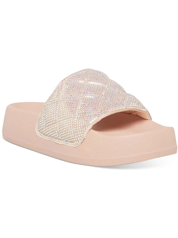 Fall Sale, Prices Drop Estie Womens Rhinestone Flat Slide Sandals