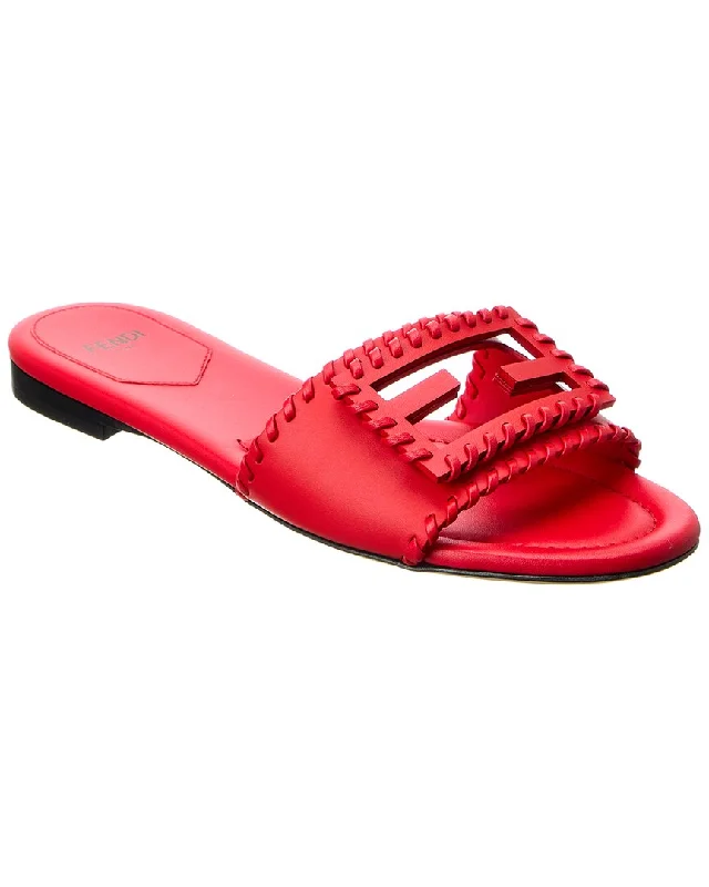 FENDI FF Baguette Logo Leather Sandal