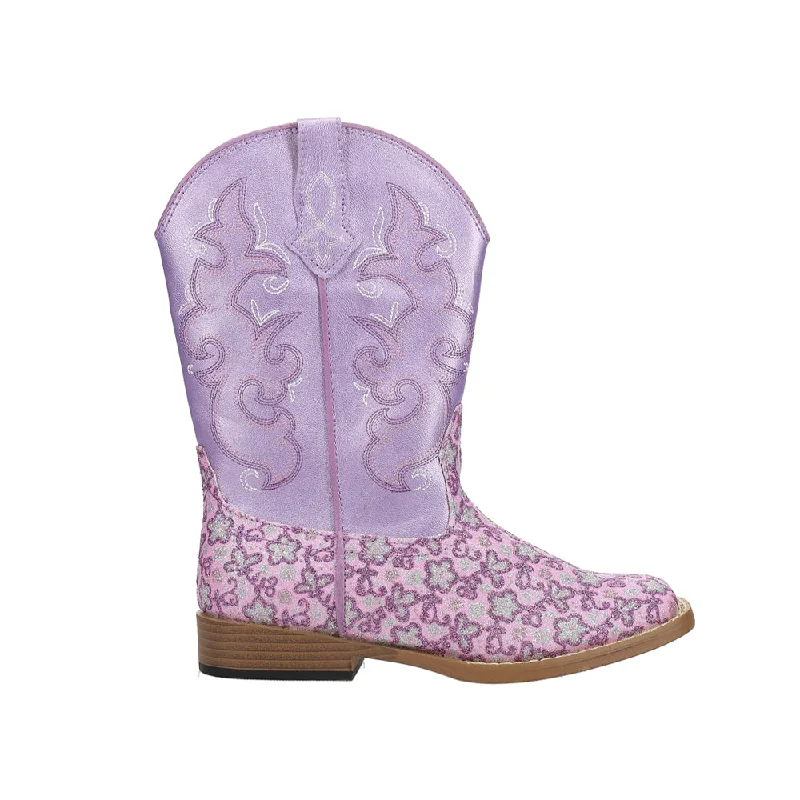 Seize Bargains Floral Glitter Square Toe Cowboy Boots (Little Kid-Big Kid)