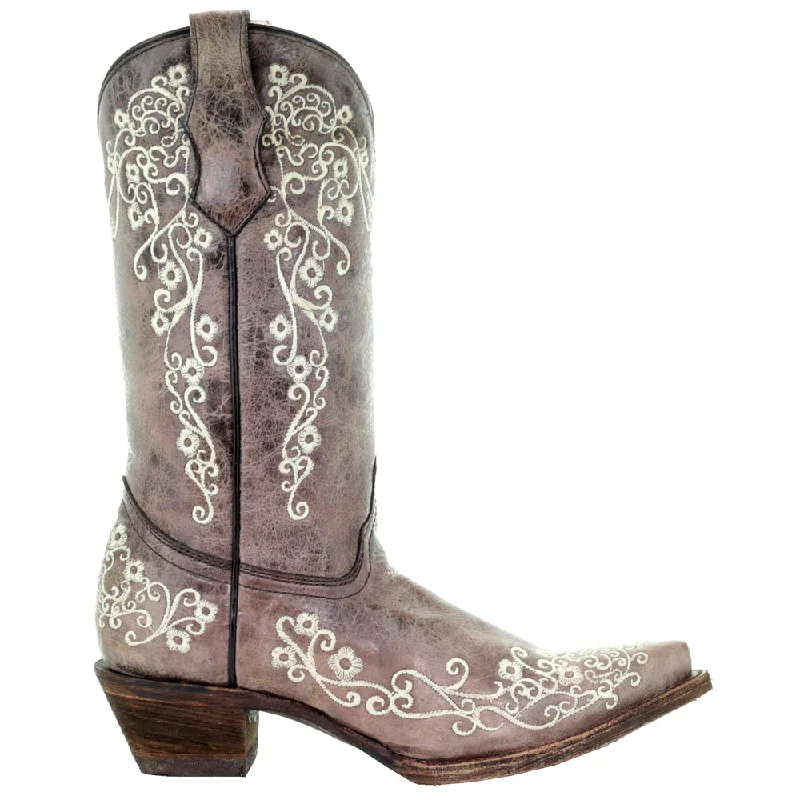 Statement Fashion Offers Floral Tooled-Inlay Pointed Toe Cowboy Boots (Big Kid)