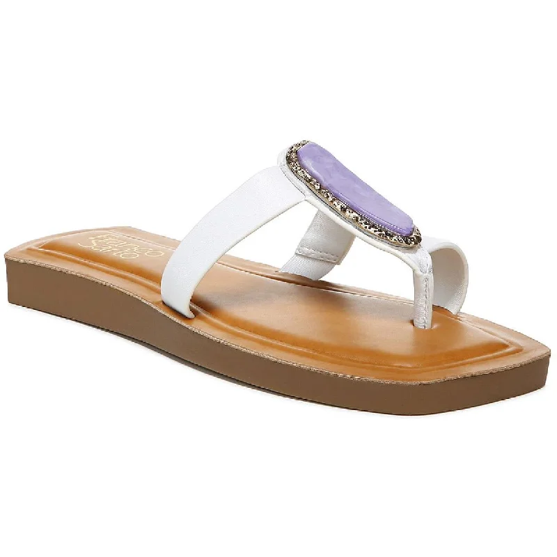 Franco Sarto Womens Capri Leather Embellished Thong Sandals