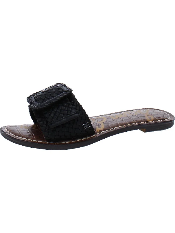 Gabriela Womens Leather Basketweave Slide Sandals