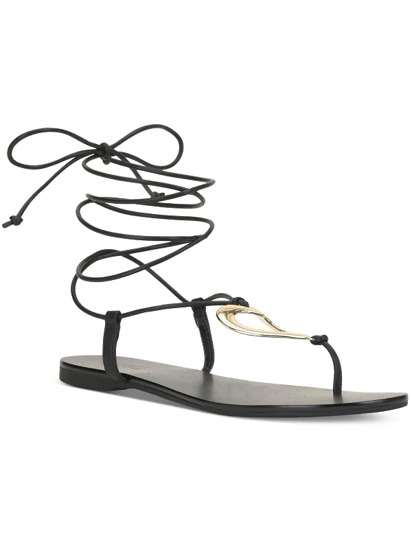 Fashion Forward Ganesa Womens Faux Leather Ankle Tie Gladiator Sandals
