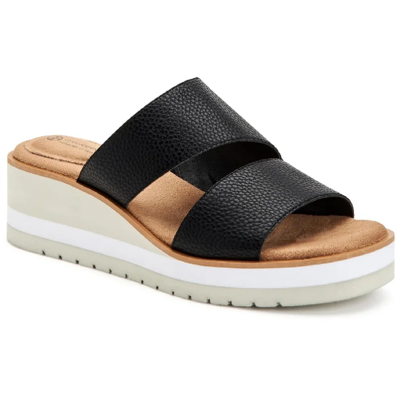 Affordable Luxury Fashion Giani Bernini Womens Ryerr Solid Slip On Wedge Sandals