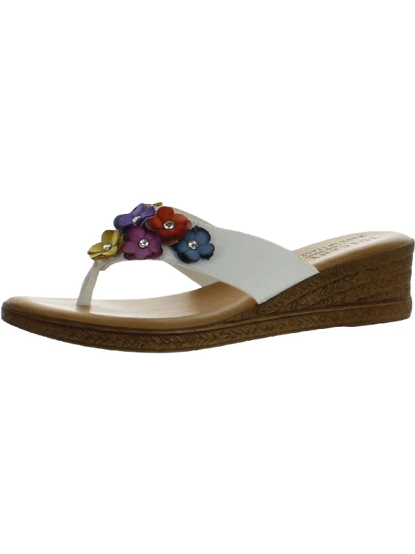 Giordana Womens Leather Embellished Thong Sandals