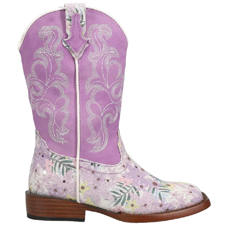 You'Ll Love Us Because Glitter Floral Square Toe Cowboy Boots (Little Kid-Big Kid)