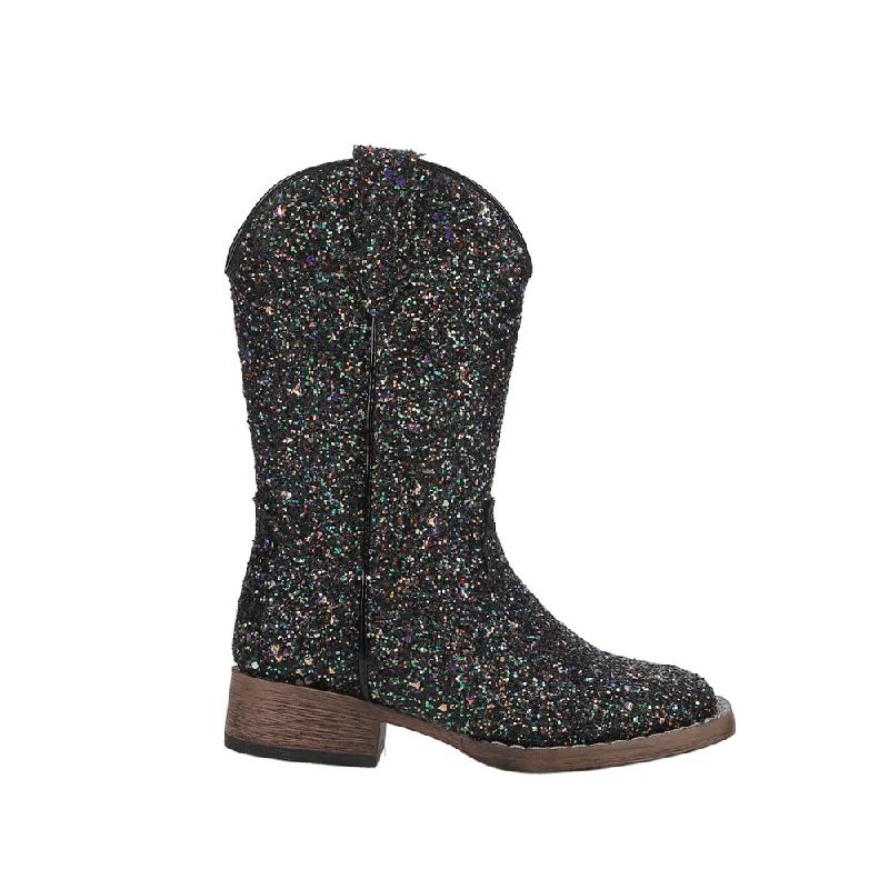 Affordable Luxury Fashion Glitter Galore Square Toe Cowboy Boots (Little Kid-Big Kid)