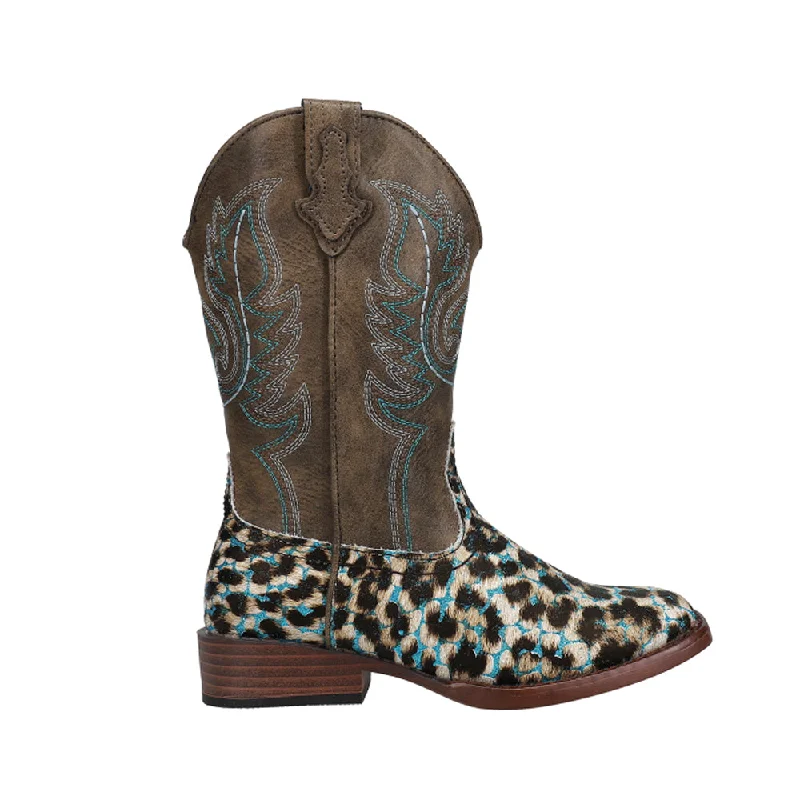 Bold Style Discounts Glitter Leopard Square Toe Cowboy Boots (Little Kid-Big Kid)