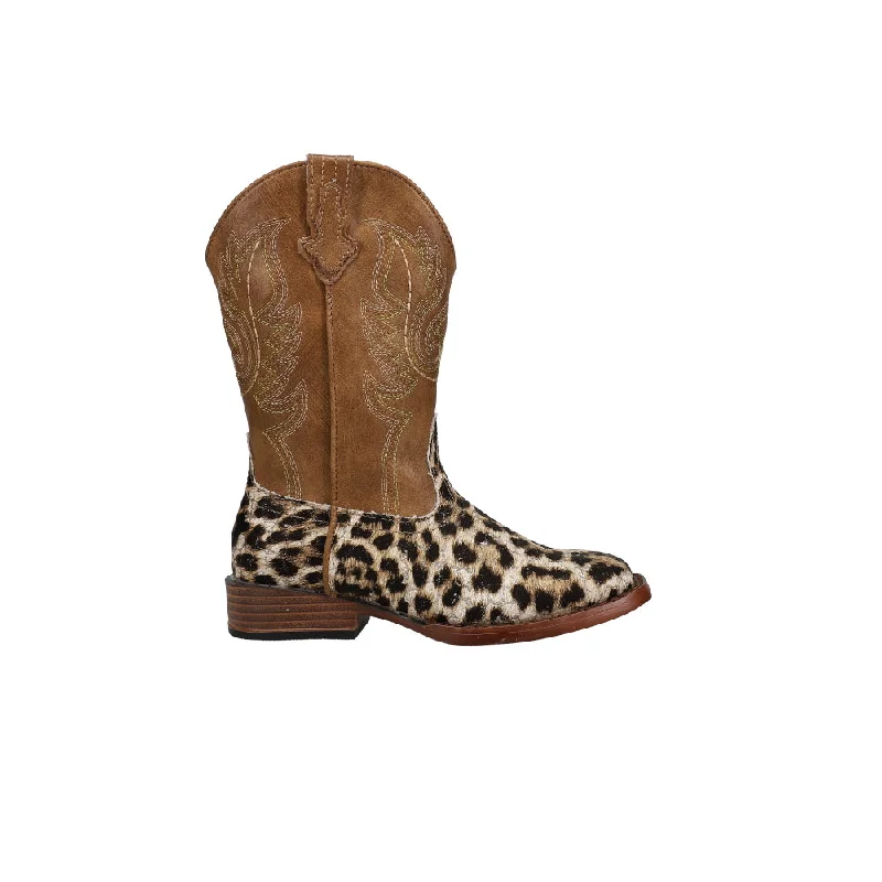 Minimalist Fashion Sale Glitter Leopard Square Toe Cowboy Boots (Little Kid-Big Kid)