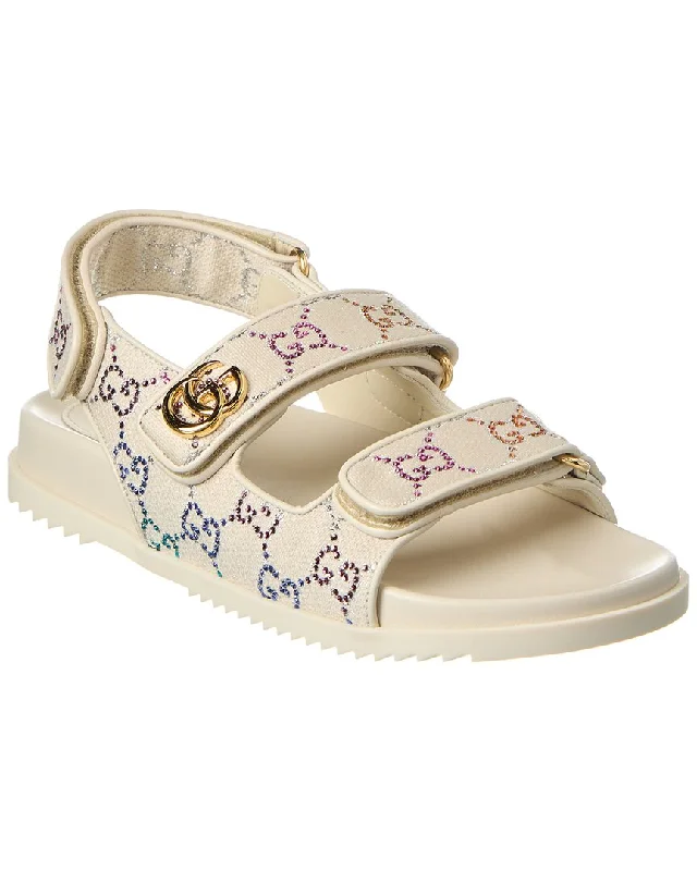 Gucci Double G Crystal Canvas Sandal