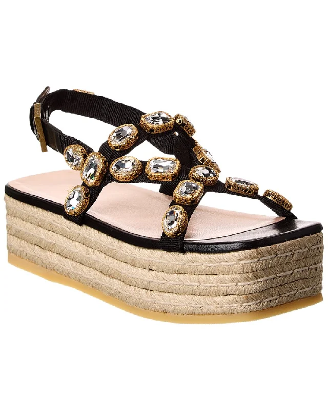 Gucci Grosgrain & Leather Platform Sandal