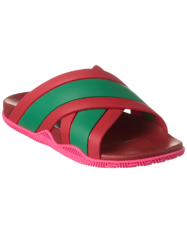 Gucci Web Crossover Rubber Sandal